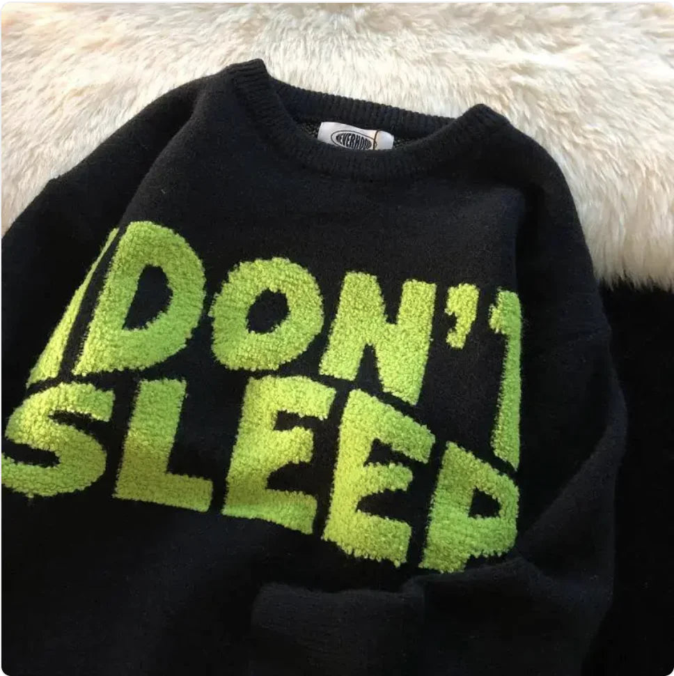 'Don't Sleep' Knitted Sweater