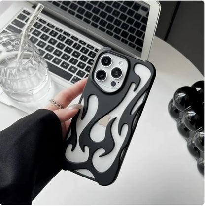 Electroplated Hollow Flame Pattern Soft Phone Case with Heat Dissipation