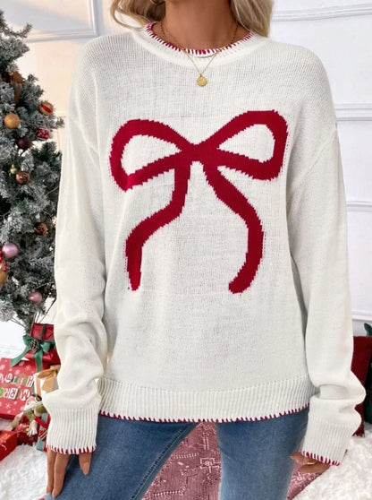 Fashionable Loose Long Sleeved Round Neck Christmas Sweater 2025