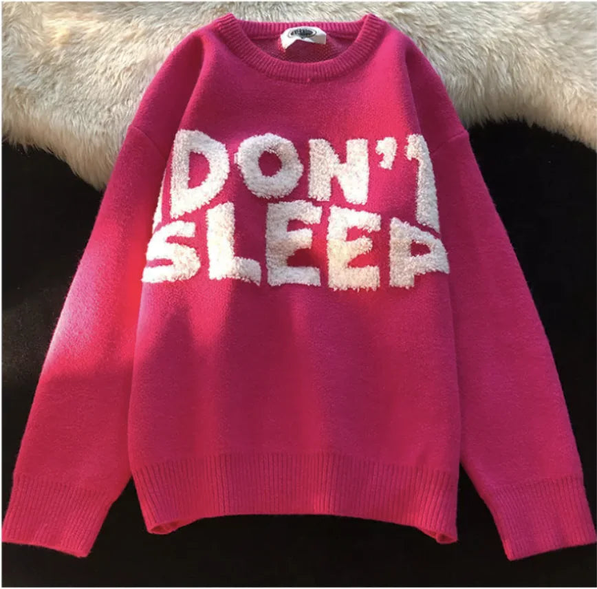 'Don't Sleep' Knitted Sweater